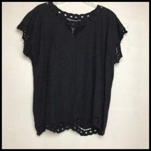 Embroidered & Cutout Embellished Unstructured Top Size M